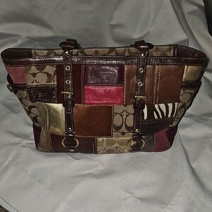 Coach Multicolor Patchwork Signature Canvas & Leather Tote